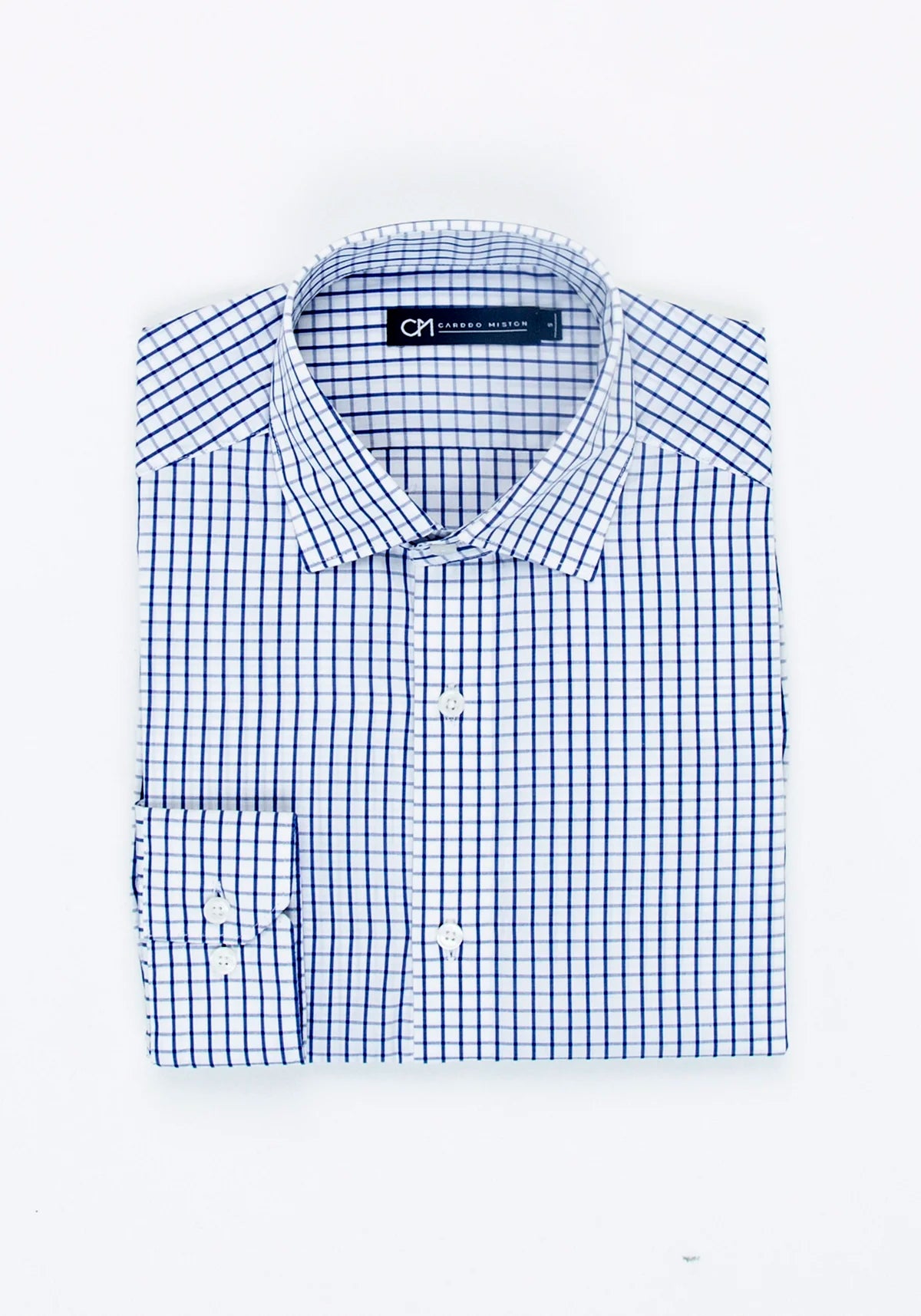 Camisa Popelín Cuadro Ventana Algodón Azul Tinta